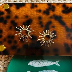 Gold Sunburst stud sun Earrings